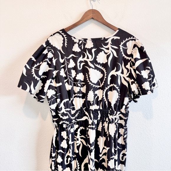 Boho Coastal Cottagecore Tiered Midi Dress 3X Black White Plus Size Chic - Picture 11 of 13